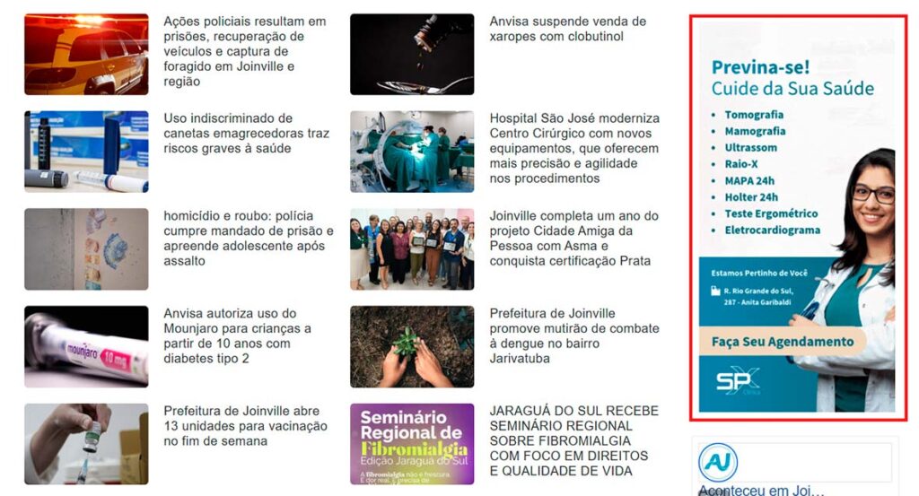 Banner de divulgação sobre a SPX Joinville no site do Aconteceu em Joinville