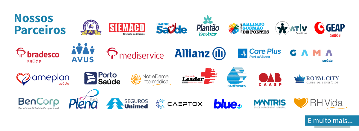 Imagem dos parceiros e convênios aceitos na SPX Clínica Santana de Parnaíba