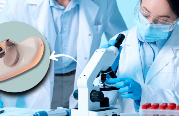 Cientistas em laboratório realizando uma análise. Ao lado, um dispositivo inovador capaz de identificar doenças através das fezes