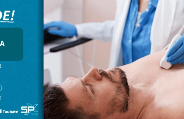 Homem realizando exame de Ecocardiograma, agora disponível na SPX Taubaté