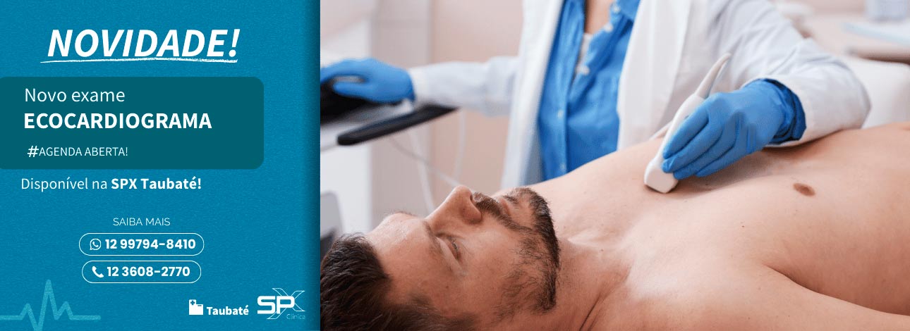 Homem realizando exame de Ecocardiograma, agora disponível na SPX Taubaté