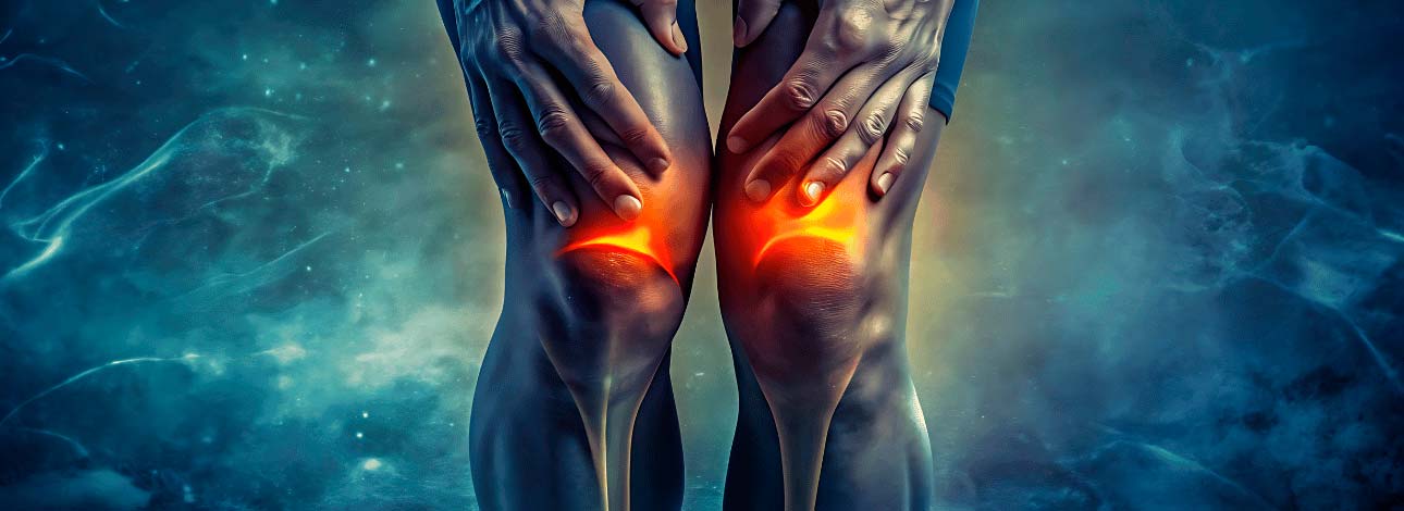 Mãos no joelho, retratando dor na região