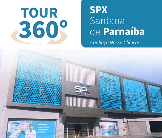 Banner de divulgação do tour 360º da SPX Clínica de Santana de Parnaíba