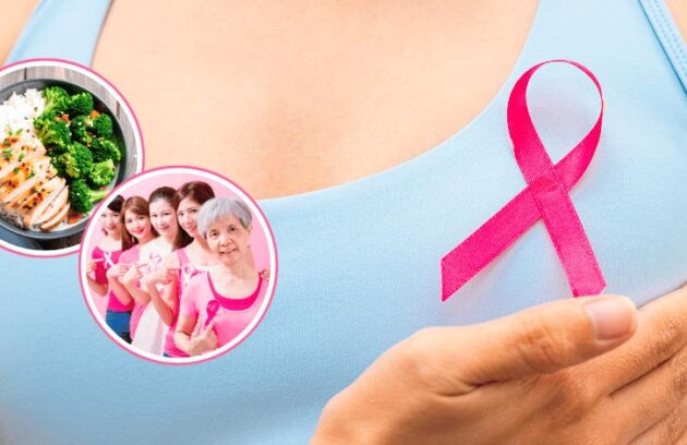 Mulher com uma fita rosa simbolizando o câncer de mama