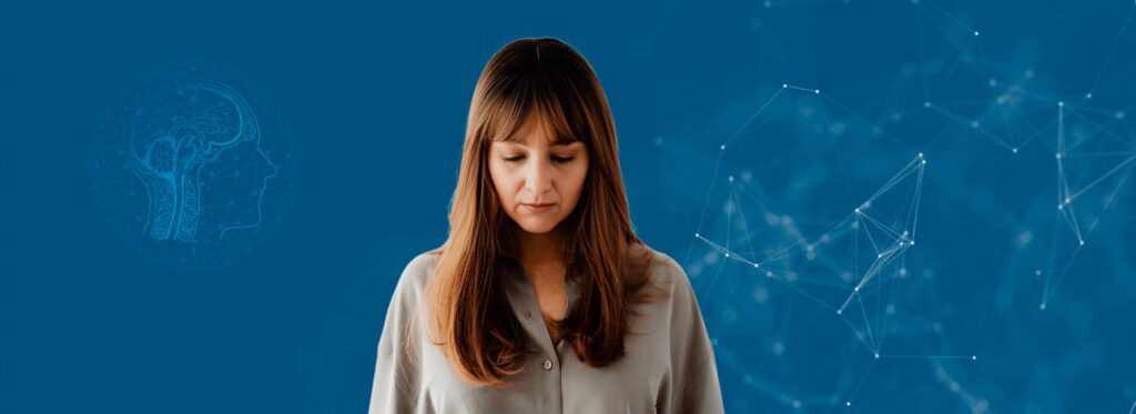 Mulher com rosto deprimido