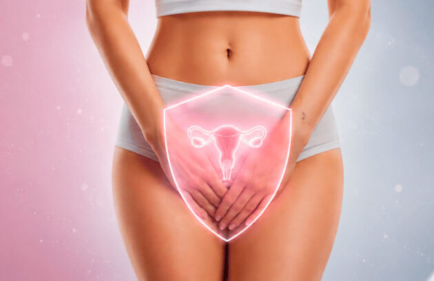 Corpo de uma mulher sofrendo com infecção íntima