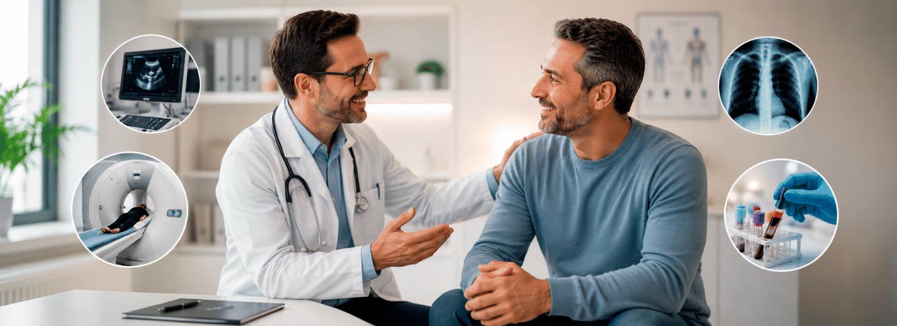 Paciente em consulta médica para realização de exames preventivos