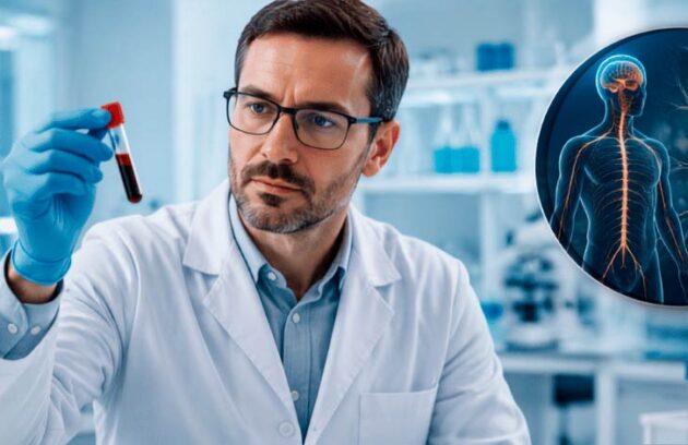 Médico segurando uma análise de exame de sangue