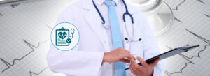 Médico com uma prancheta na mão