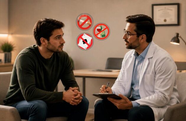 Paciente em consulta com psiquiatra para tratar de vícios