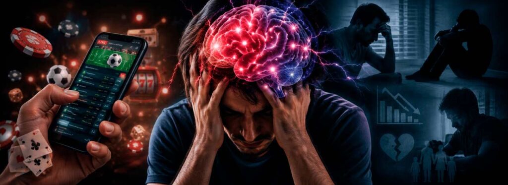 Pessoa com a saúde mental abalada devido ao vício em apostas online