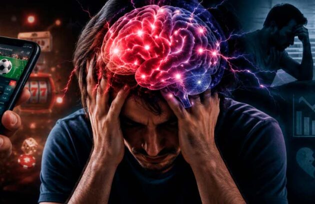 Pessoa com a saúde mental abalada devido ao vício em apostas online