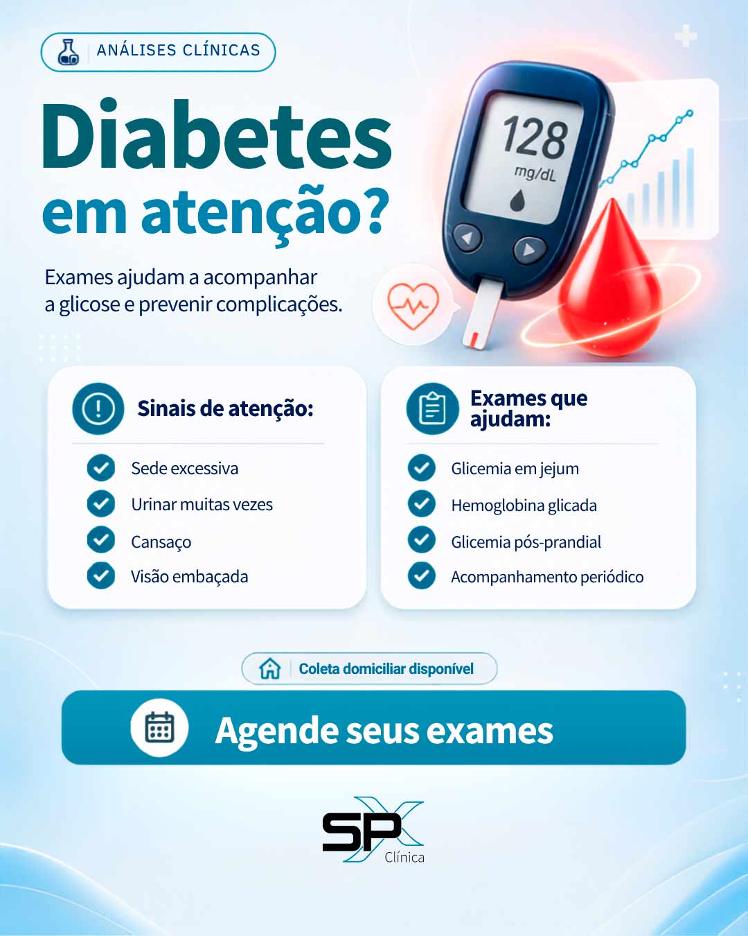 Exames para acompanhamento do diabetes SPX